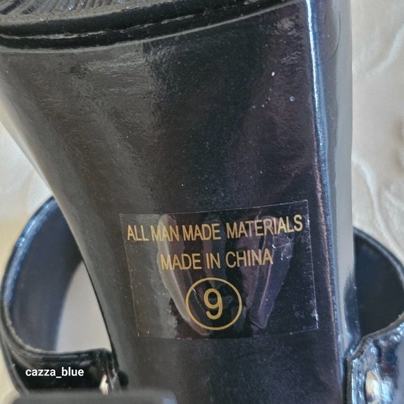 SOLD - Delicious Black Studded O Ring Open Toe Slip-On High Heel Shoes Size 9 - Picture 8 of 10